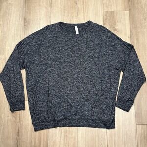 Athleta Lightweight Long Sleeve Pullover – Large Super Soft Heathered Black/Gray